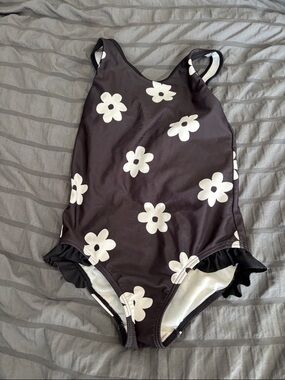George Black One-Piece Swimsuit with White Floral Print